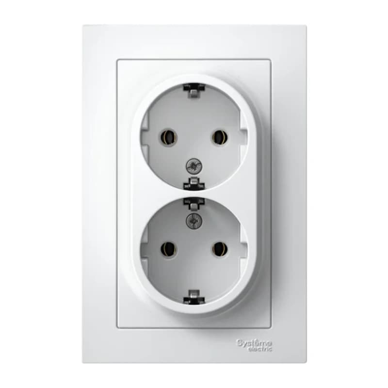 Розетка двойная с заземлением в сборе Atlasdesign 16А, белый