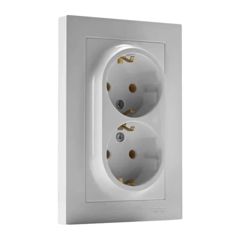 Розетка двойная с заземлением в сборе Atlasdesign 16А, белый