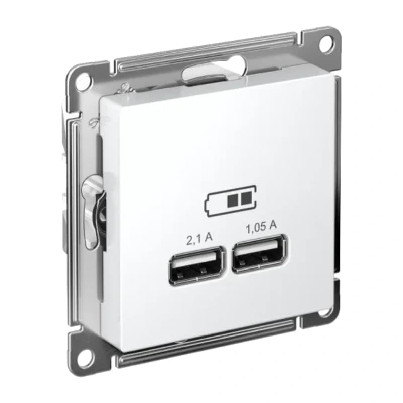 Розетка USB двойная для зарядки Atlasdesign 2,1А, белый