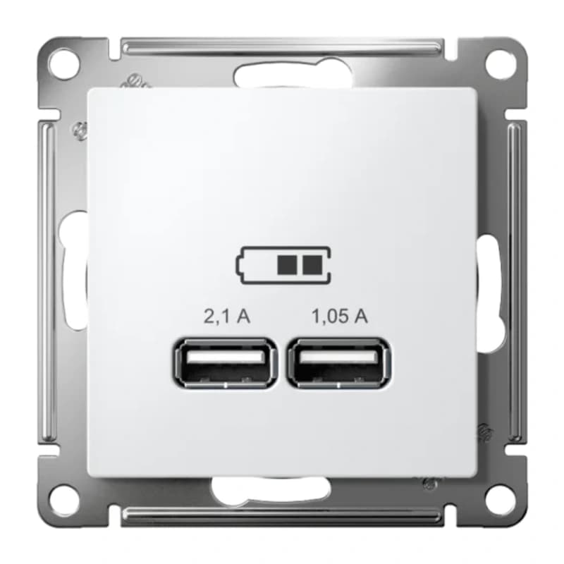 Розетка USB двойная для зарядки Atlasdesign 2,1А, белый