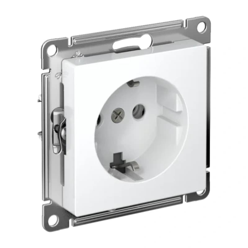 Розетка с заземлением Atlasdesign 16А, быстрозажим. клем., белый