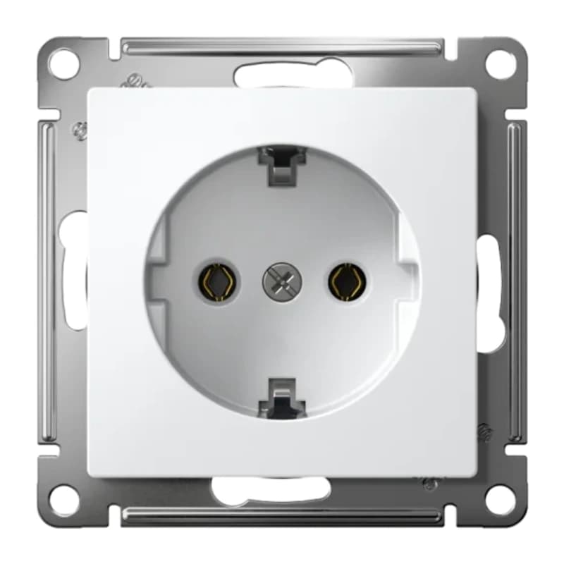 Розетка с заземлением Atlasdesign 16А, быстрозажим. клем., белый