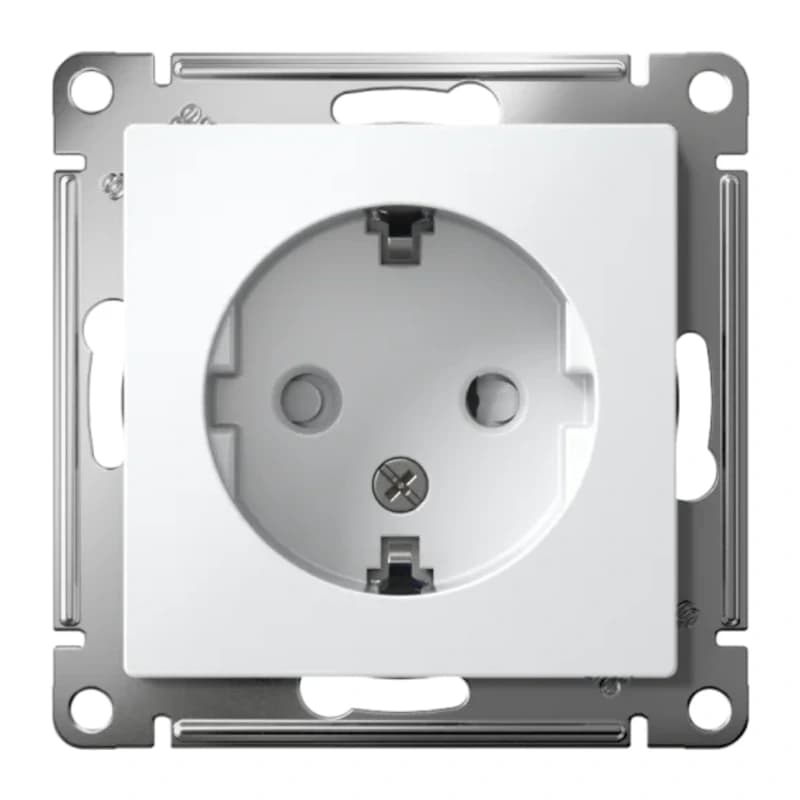 Розетка с заземлением со шторками Atlasdesign 16А, белый