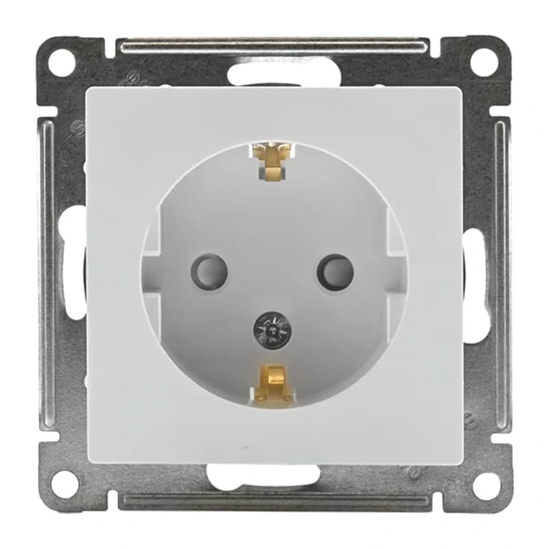 Розетка с заземлением со шторками Atlasdesign 16А, белый