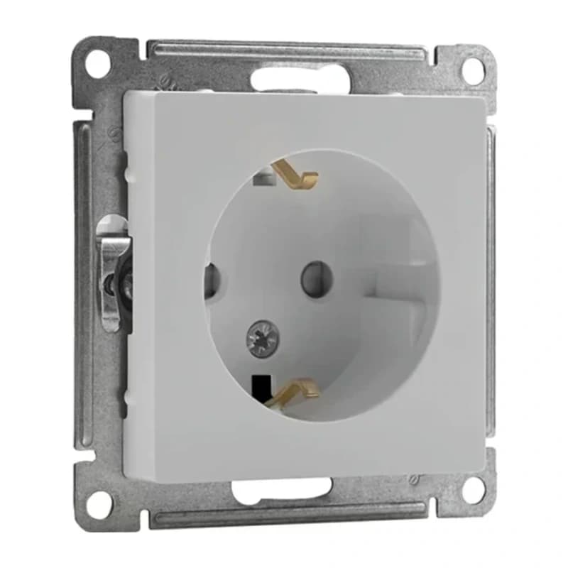 Розетка с заземлением со шторками Atlasdesign 16А, белый
