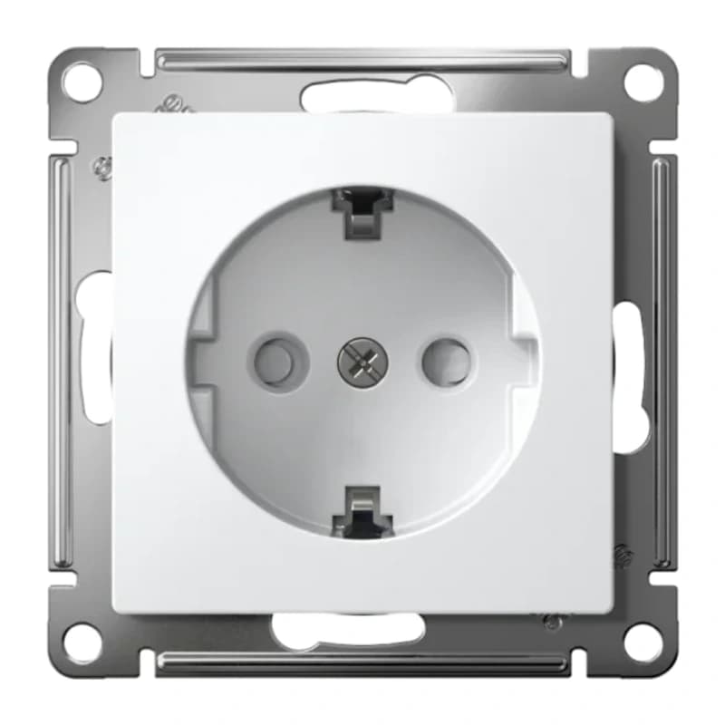 Розетка с заземлением со шторками Atlasdesign 16А, быстрозажим. клем., белый