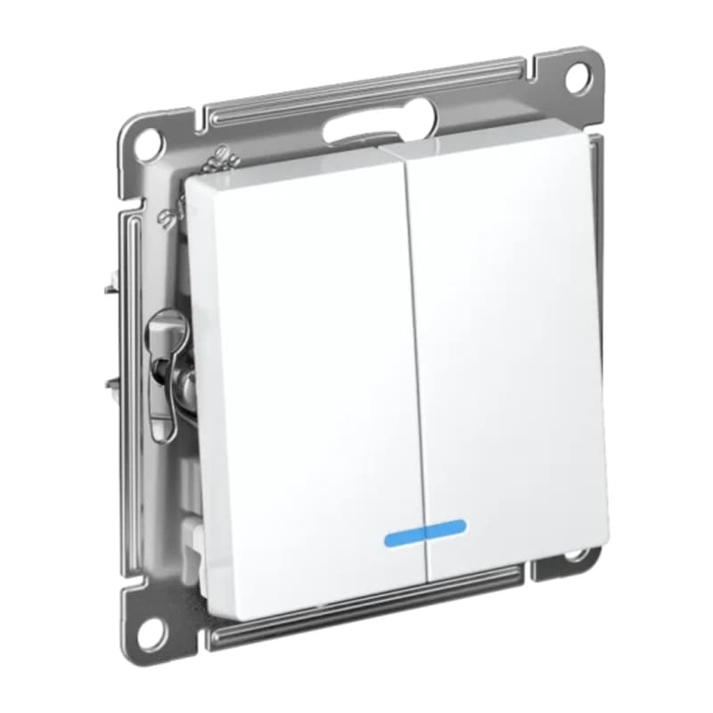 Smart выключатель двухклавишный с подсветкой, Schneider Atlasdesign Smart Zigbee 3.0, L+N, 10А, белый
