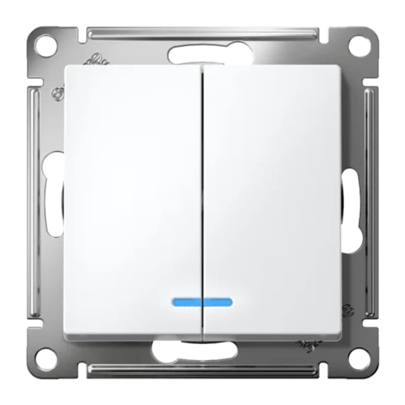 Smart выключатель двухклавишный с подсветкой, Schneider Atlasdesign Smart Zigbee 3.0, L+N, 10А, белый