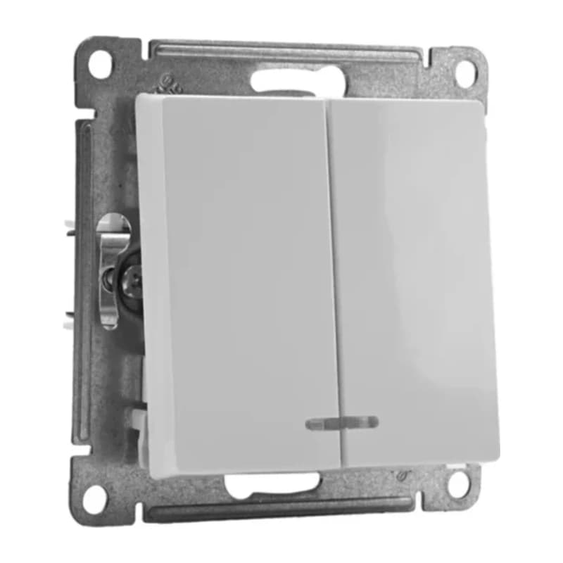 Smart выключатель двухклавишный с подсветкой, Schneider Atlasdesign Smart Zigbee 3.0, L+N, 10А, белый