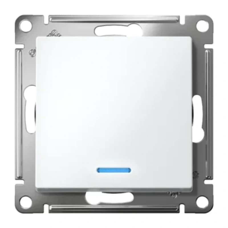 Выключатель одноклавишный проходной с подсветкой Schneider Atlasdesign 10А, белый