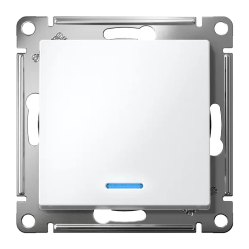 Выключатель одноклавишный проходной с подсветкой Schneider Atlasdesign 10А, быстрозажим. клем., белый