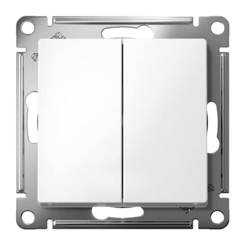 Выключатель двухклавишный проходной Schneider Atlasdesign 10А, белый