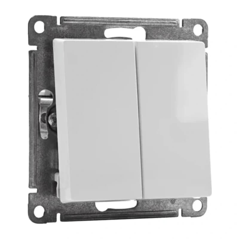 Выключатель двухклавишный проходной Schneider Atlasdesign 10А, белый