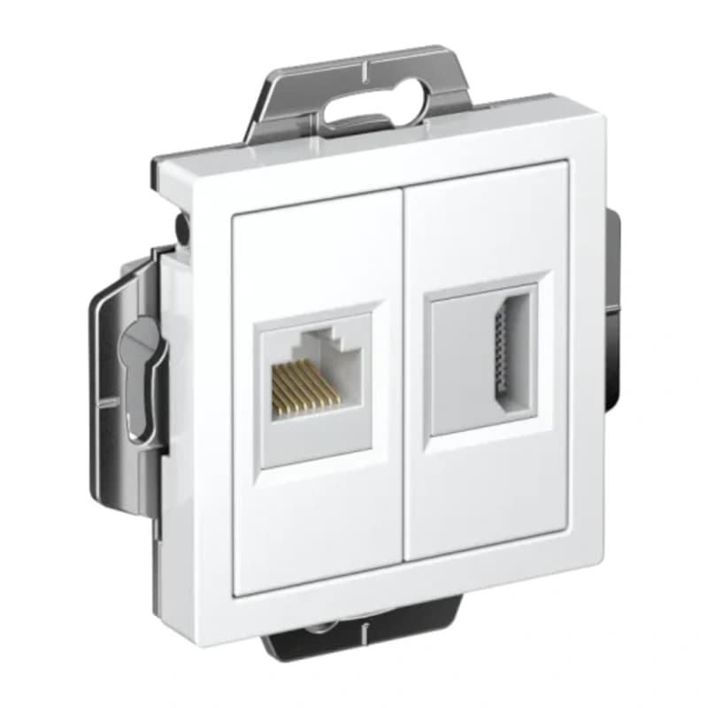 Розетка HDMI + интернет розетка 5 кат., Atlasdesign, белый