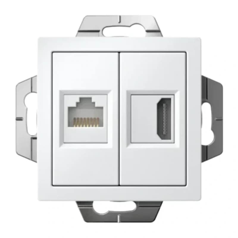 Розетка HDMI + интернет розетка 5 кат., Atlasdesign, белый