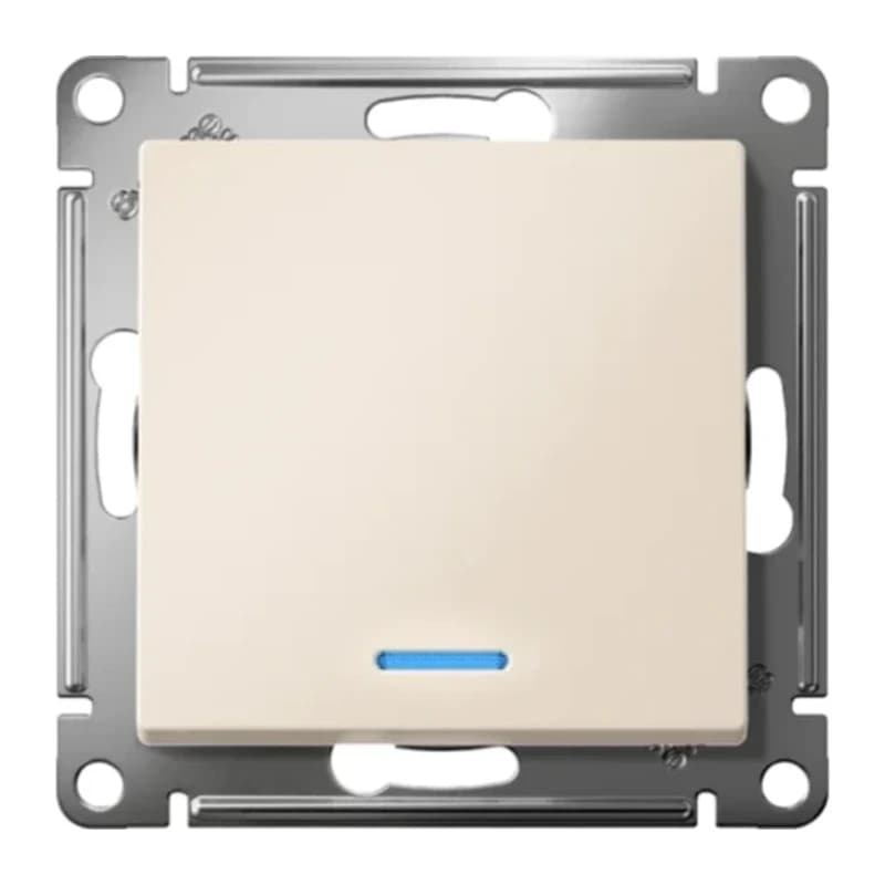 Выключатель одноклавишный с подсветкой Schneider Atlasdesign 10А, быстрозажим. клем., бежевый