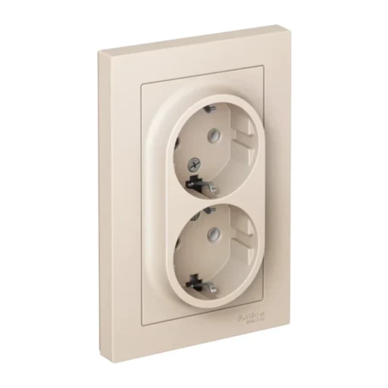 Розетка двойная с заземлением в сборе Atlasdesign 16А, бежевый