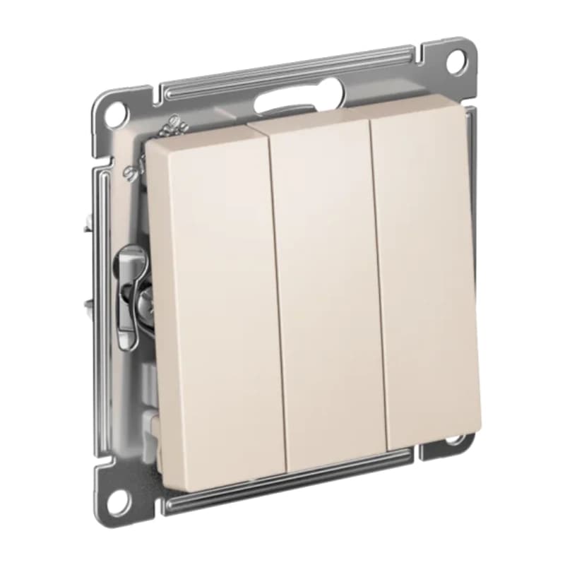 Выключатель трехклавишный Schneider Atlasdesign 10А, бежевый