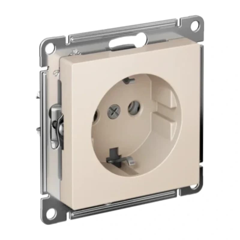 Розетка с заземлением Atlasdesign 16А, быстрозажим. клем., бежевый
