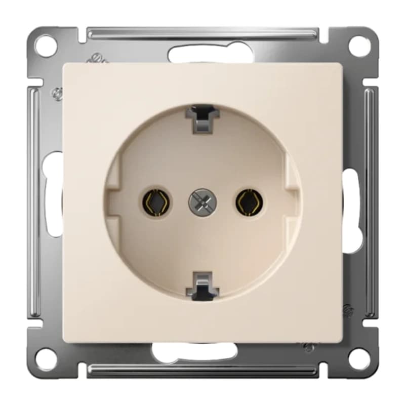 Розетка с заземлением Atlasdesign 16А, быстрозажим. клем., бежевый