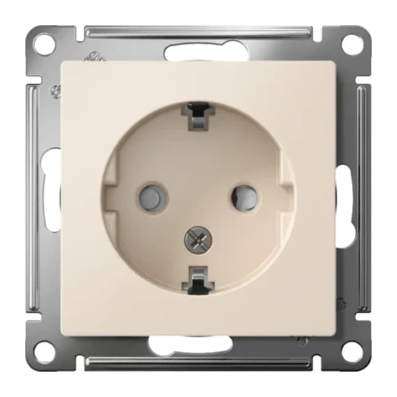 Розетка с заземлением со шторками Atlasdesign 16А, бежевый