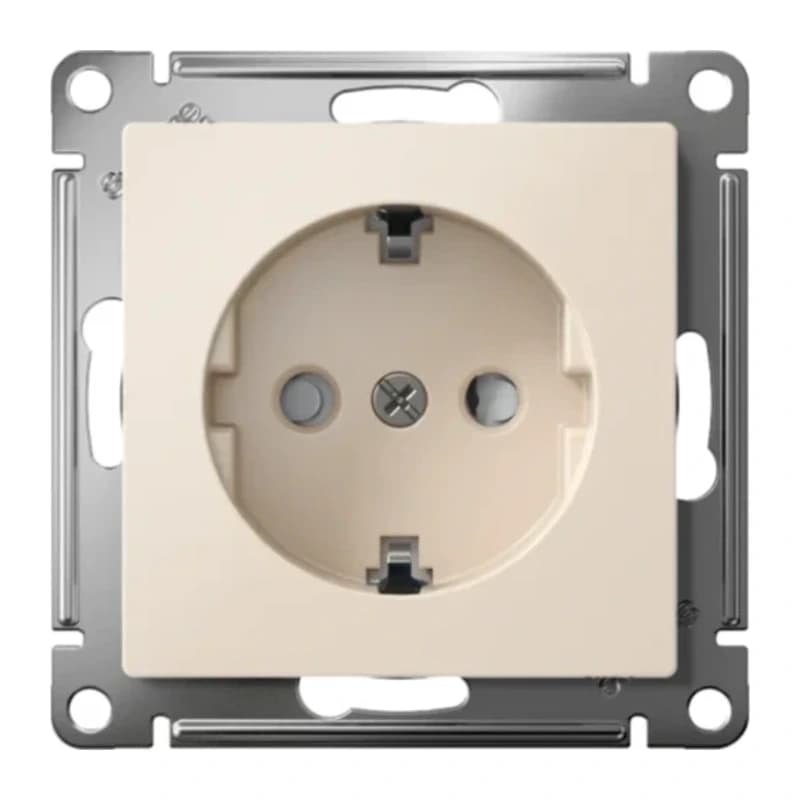 Розетка с заземлением со шторками Atlasdesign 16А, быстрозажим. клем., бежевый