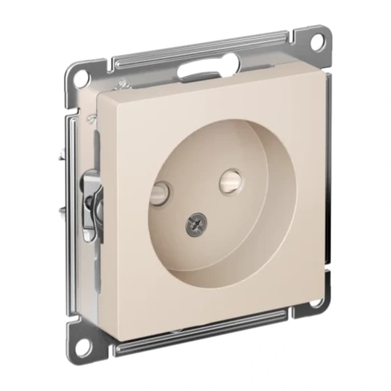 Розетка без заземления со шторками Atlasdesign 16А, бежевый