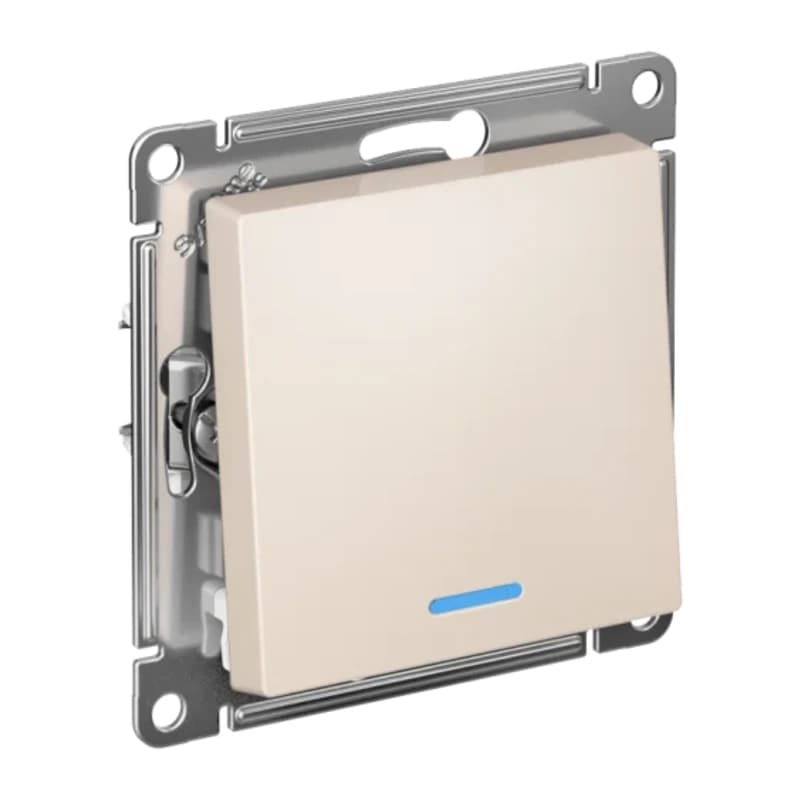 Выключатель одноклавишный проходной с подсветкой Schneider Atlasdesign 10А, быстрозажим. клем., бежевый