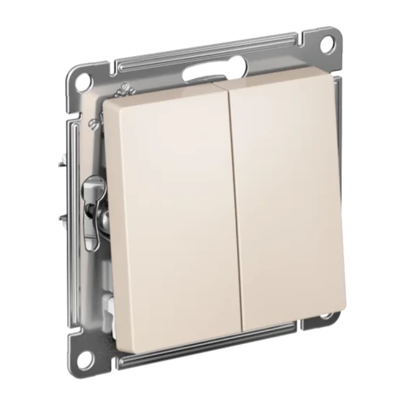 Выключатель 2-клавишный перекрестный (из 3-х мест) Schneider Atlasdesign, 10АХ, бежевый