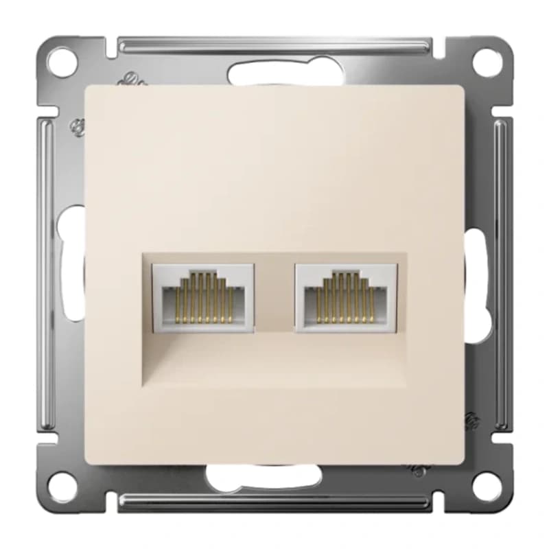 Розетка компьютерная двойная Atlasdesign RJ45 5 кат., бежевый