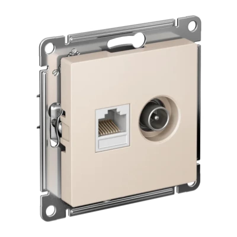 Розетка TV и интернет розетка Schneider Atlasdesign RJ 45, 5 кат., бежевый
