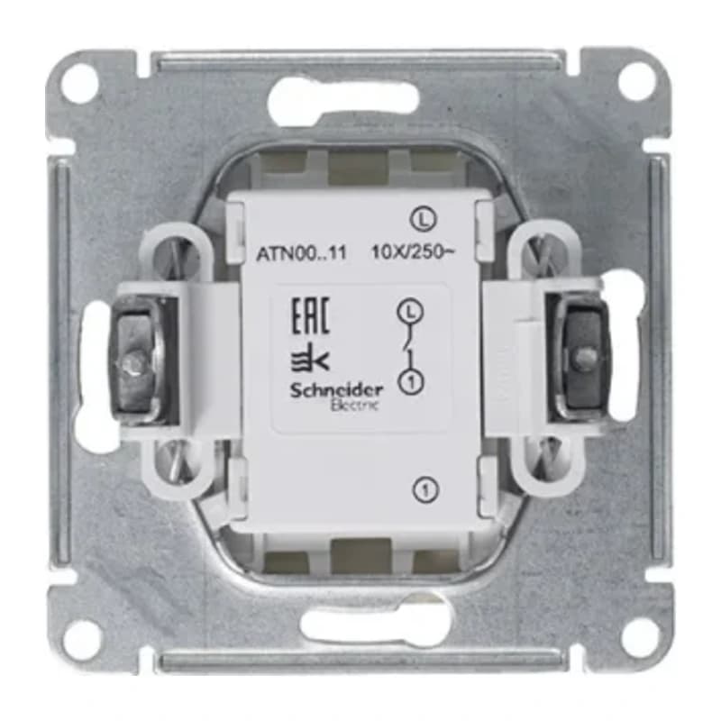 Выключатель одноклавишный Schneider Atlasdesign 10А, алюминий