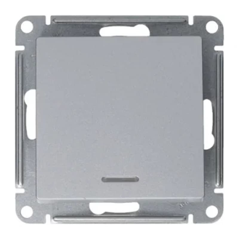 Выключатель одноклавишный с подсветкой Schneider Atlasdesign 10А, алюминий