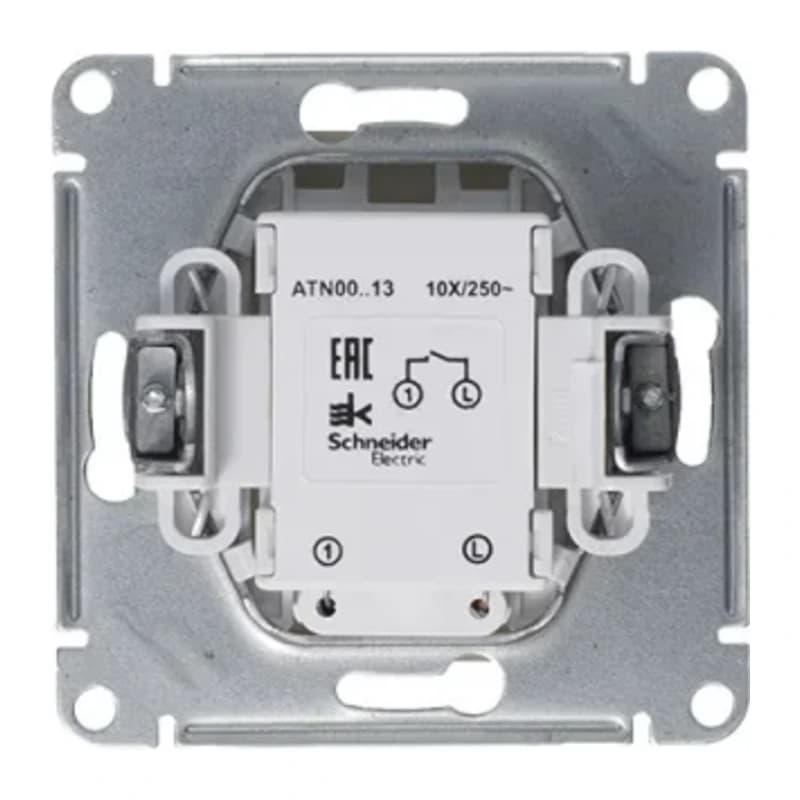 Выключатель одноклавишный с подсветкой Schneider Atlasdesign 10А, алюминий