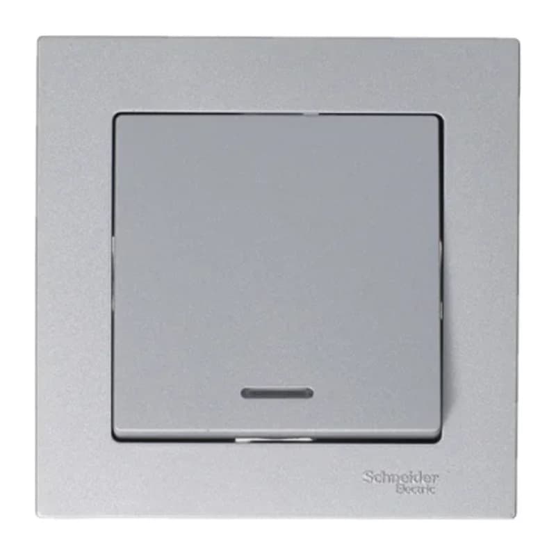 Выключатель одноклавишный с подсветкой Schneider Atlasdesign 10А, алюминий