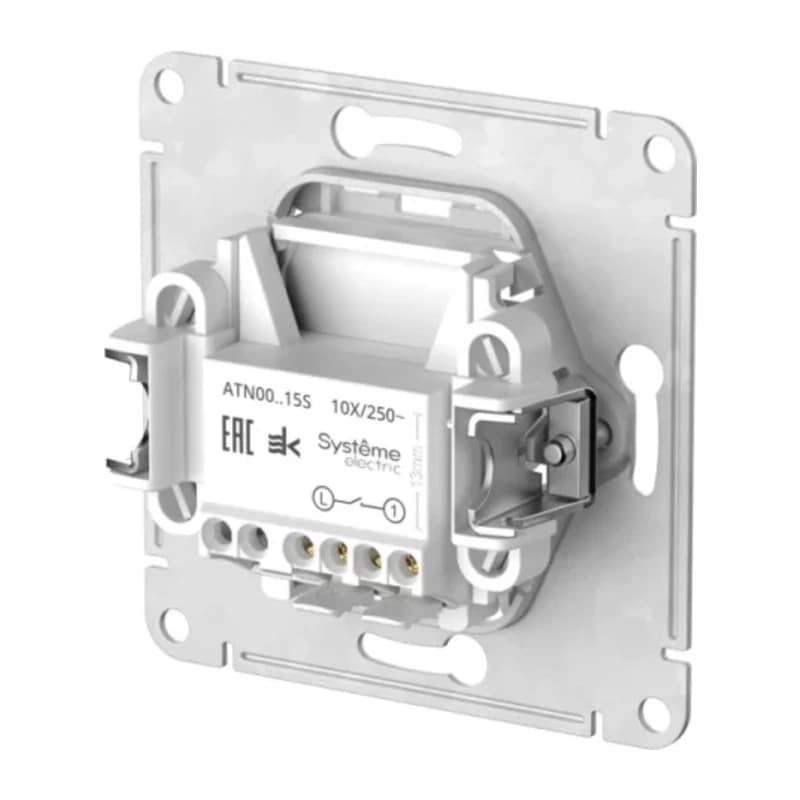 Выключатель одноклавишный кнопочный Atlasdesign 10А, быстрозажим. клем., алюминий