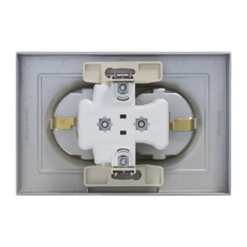 Розетка двойная с заземлением в сборе Atlasdesign 16А, алюминий