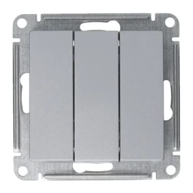 Выключатель трехклавишный Schneider Atlasdesign 10А, алюминий