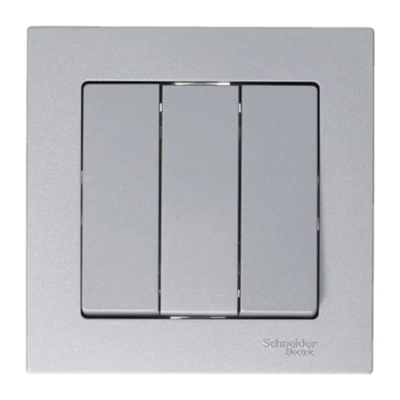Выключатель трехклавишный Schneider Atlasdesign 10А, алюминий