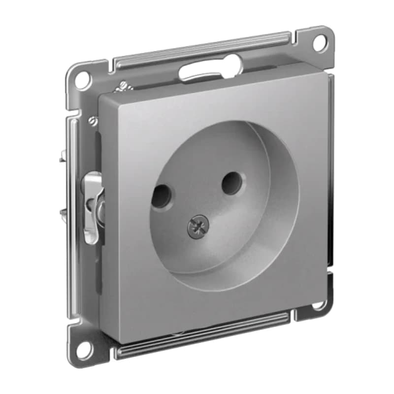 Розетка без заземления Atlasdesign 16А, алюминий