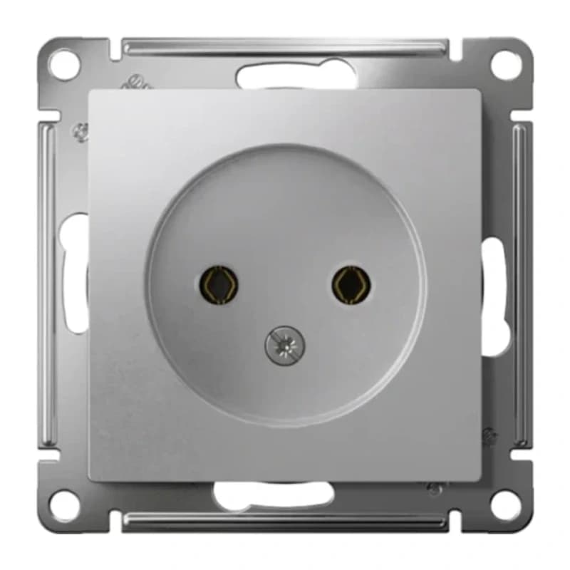 Розетка без заземления Atlasdesign 16А, алюминий
