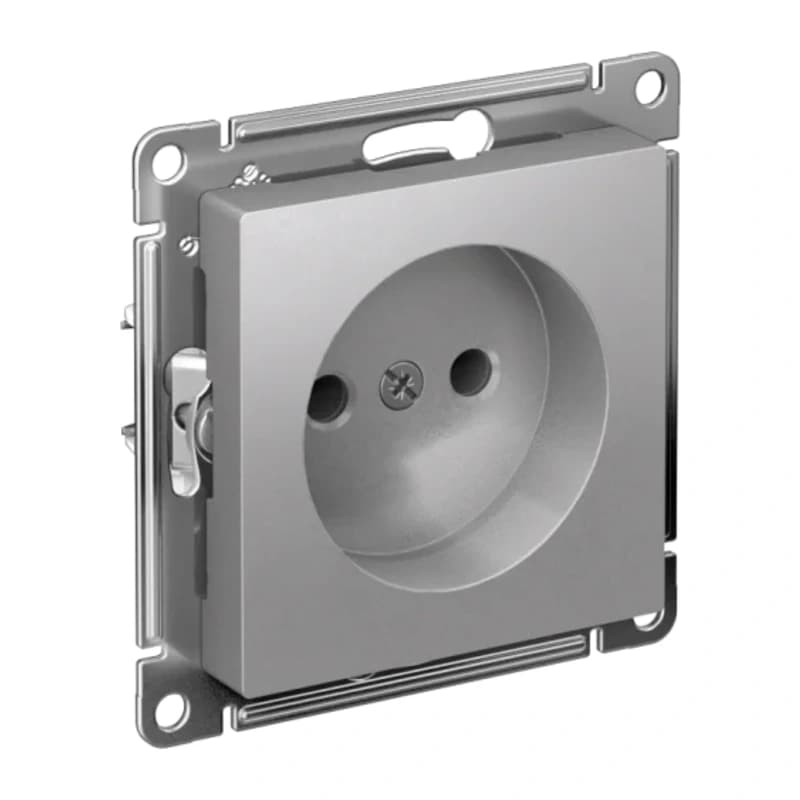 Розетка без заземления Atlasdesign 16А, быстрозажим. клем., алюминий