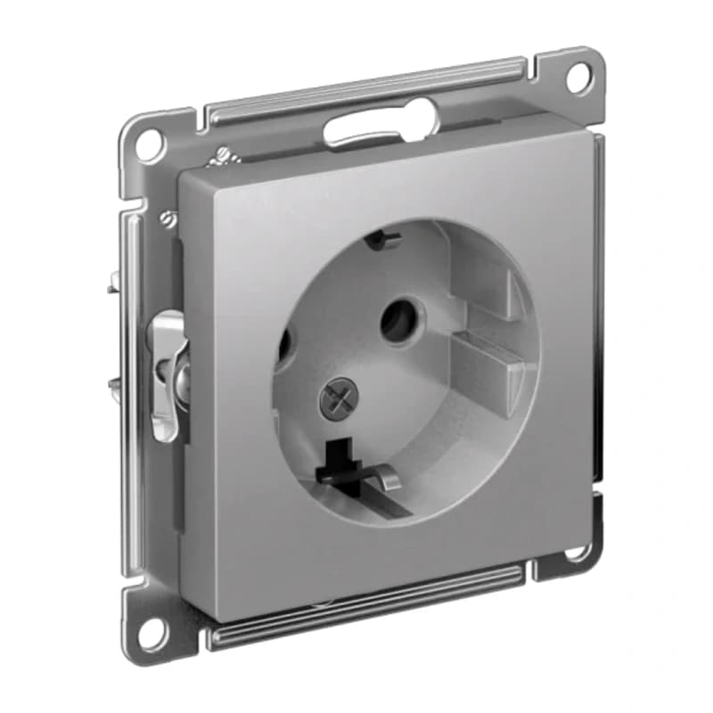 Розетка с заземлением Atlasdesign 16А, алюминий