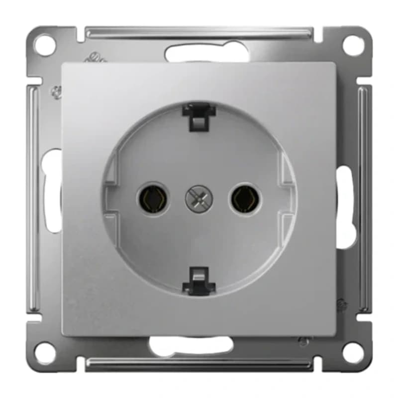 Розетка с заземлением Atlasdesign 16А, быстрозажим. клем., алюминий