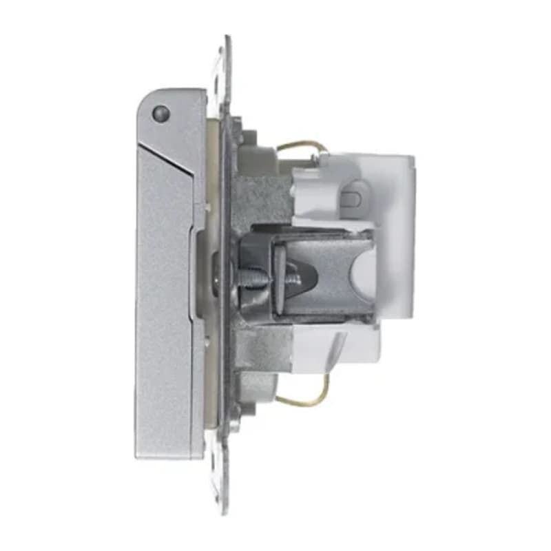 Розетка с заземлением со шторками и крышкой Atlasdesign 16А IP20, алюминий