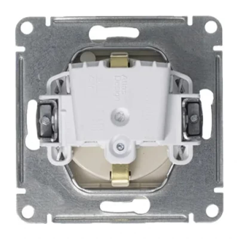 Розетка с заземлением со шторками и крышкой Atlasdesign 16А IP20, алюминий