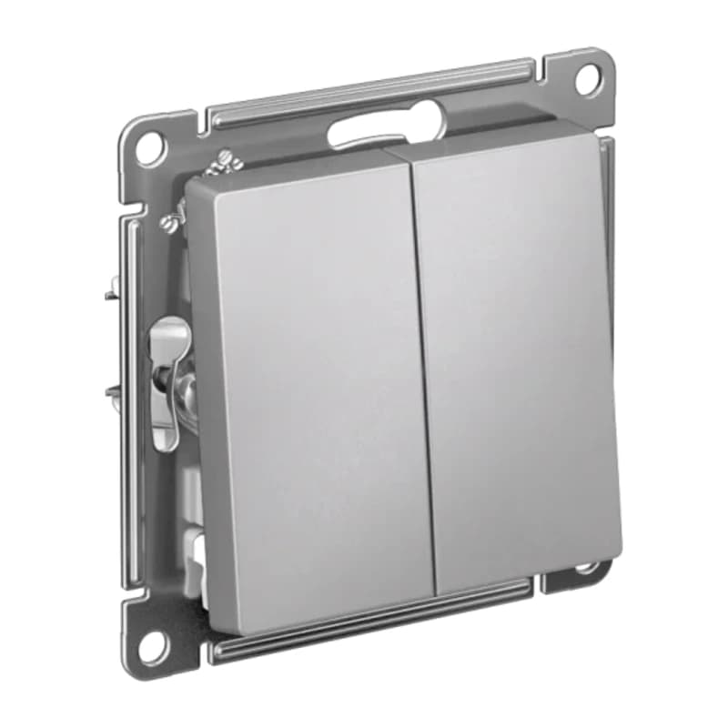 Выключатель двухклавишный Schneider Atlasdesign 10А, алюминий