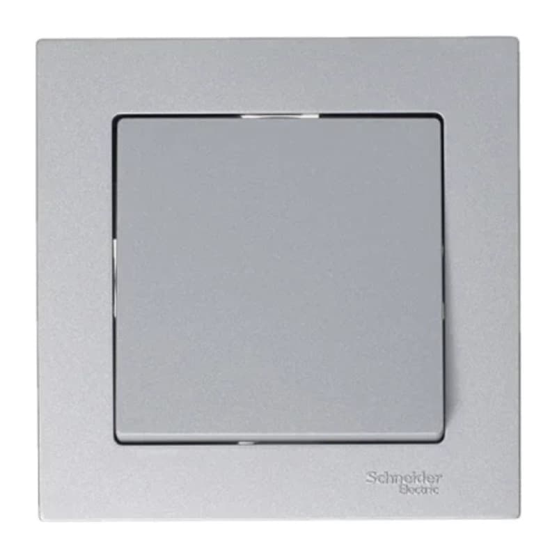 Выключатель одноклавишный проходной Schneider Atlasdesign 10А, алюминий