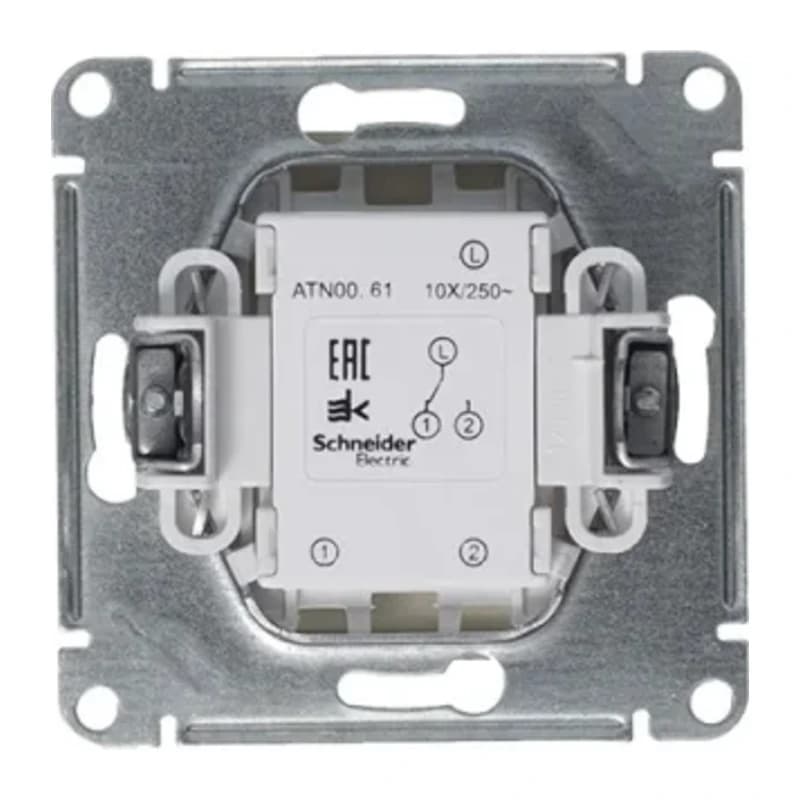 Выключатель одноклавишный проходной Schneider Atlasdesign 10А, алюминий