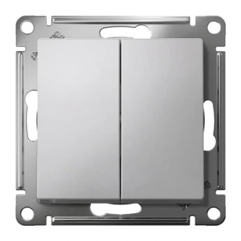 Выключатель 2-клавишный перекрестный (из 3-х мест) Schneider Atlasdesign, 10АХ, алюминий